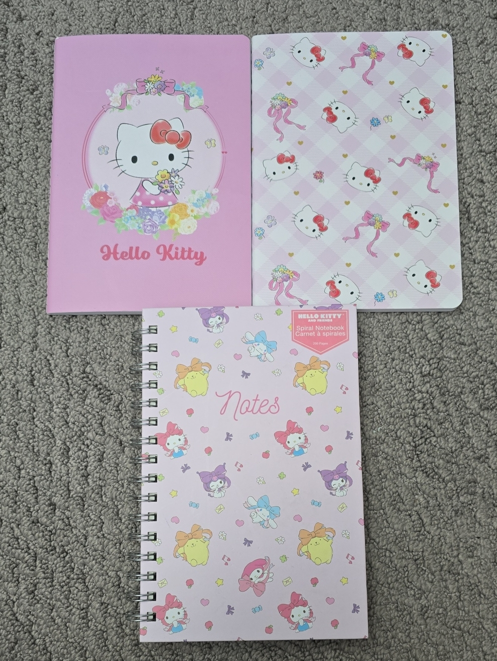Hello Kitty Pink Patterned Notebooks Set